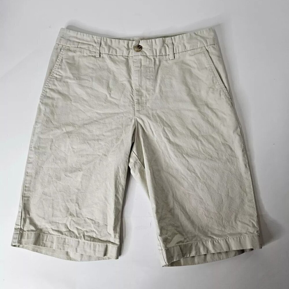 Polo Ralph Lauran Shorts Boys Size 14 Beige 100% Cotton Flat Front Belt loops